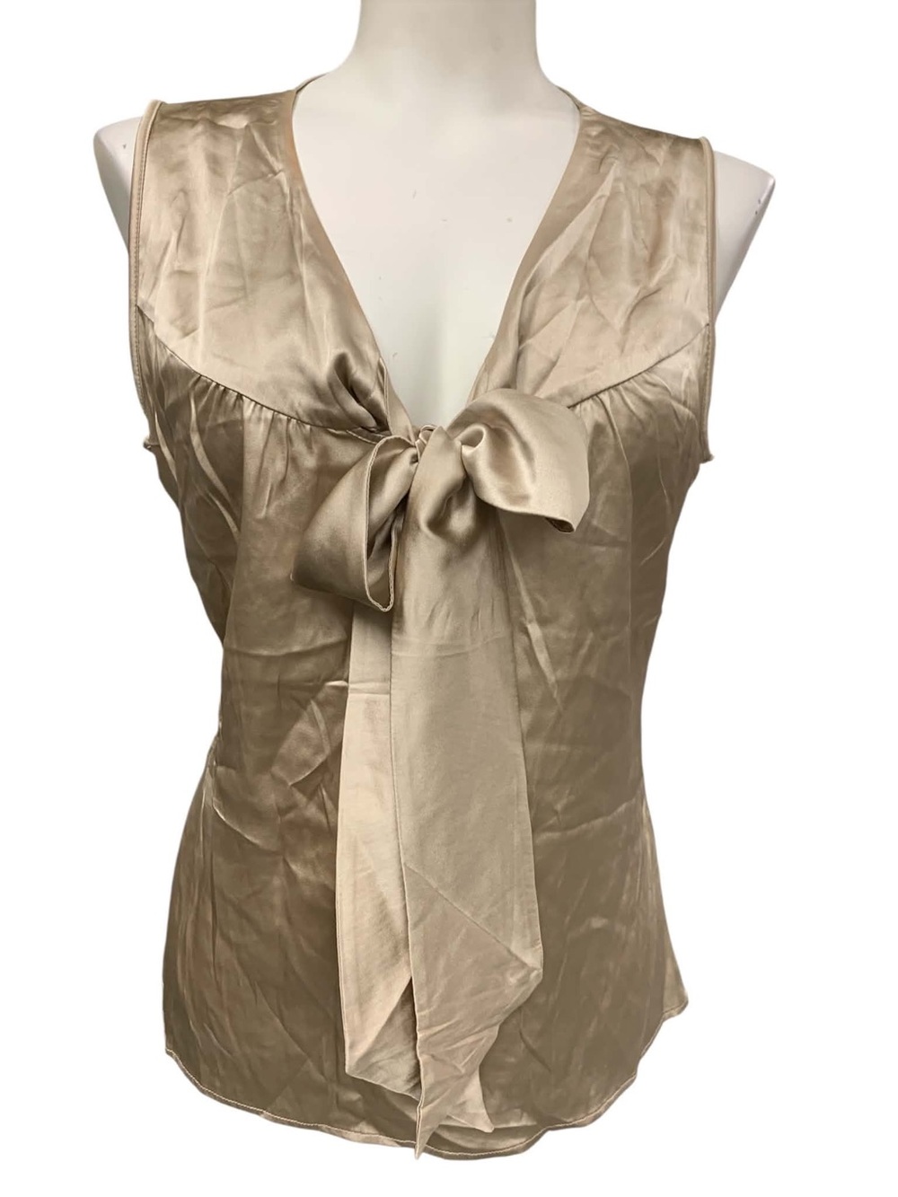 H&M Satin Tie-Front Sleeveless Camisole in Taupe Size S